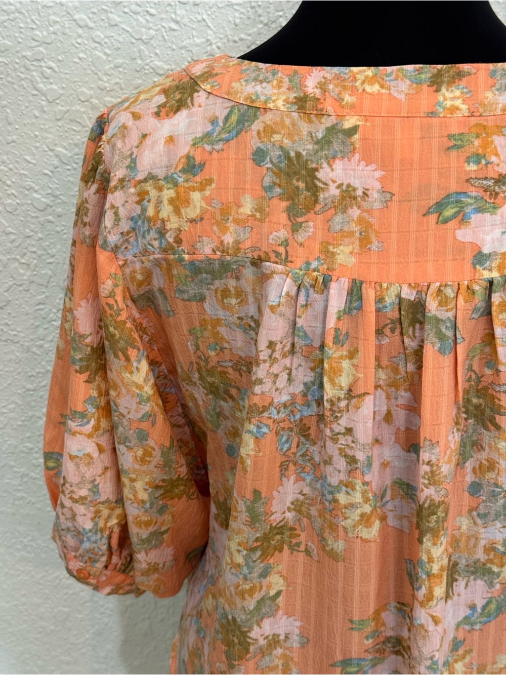 Rose & Olive Peach Floral Tie-Front Blouse - Picture 5 of 6